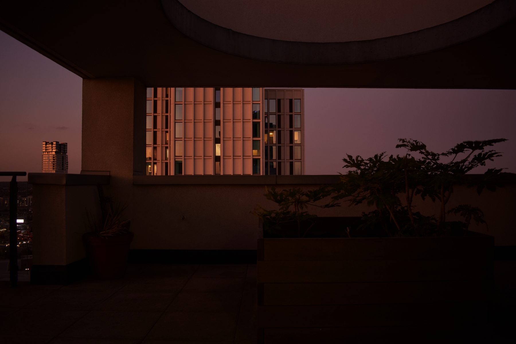 balcony on sixteenth floor at late evening